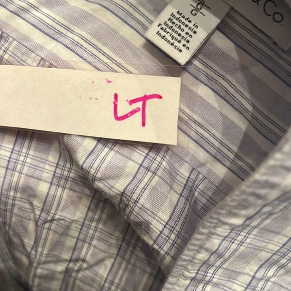 Blue and White Striped Calvin Klein Button Up - Picture 5 of 5